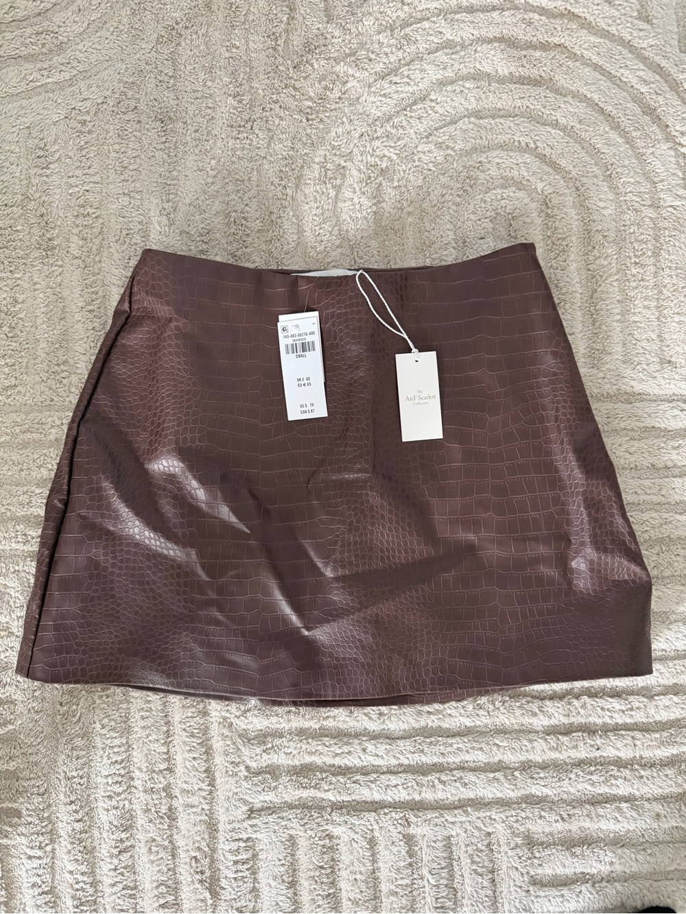 Abercrombie and Fitch Faux Leather Croc Mini Skirt - Brown